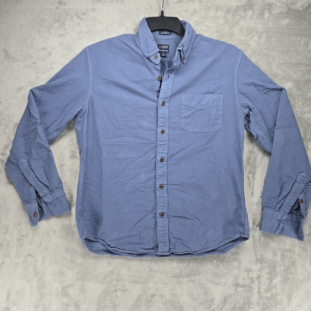 J. Crew Men's Slate Blue Slim Untucked Garment Dyed Button-Down Shirt Sz M
